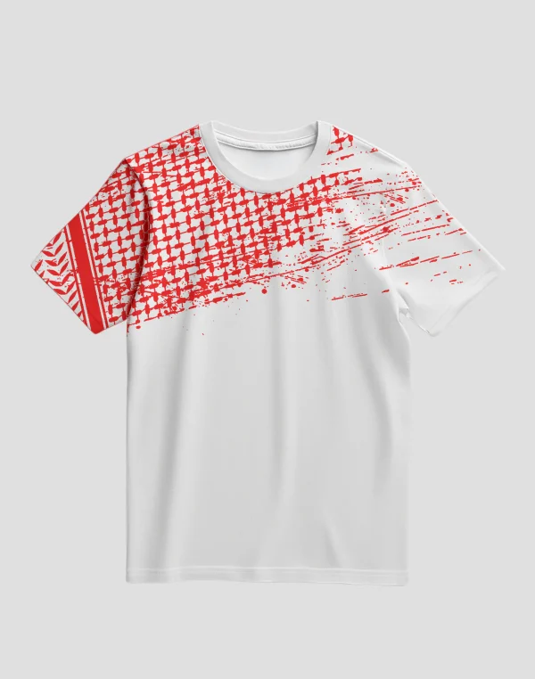 Palestine Keffiyeh T-shirt - black & white - Image 3